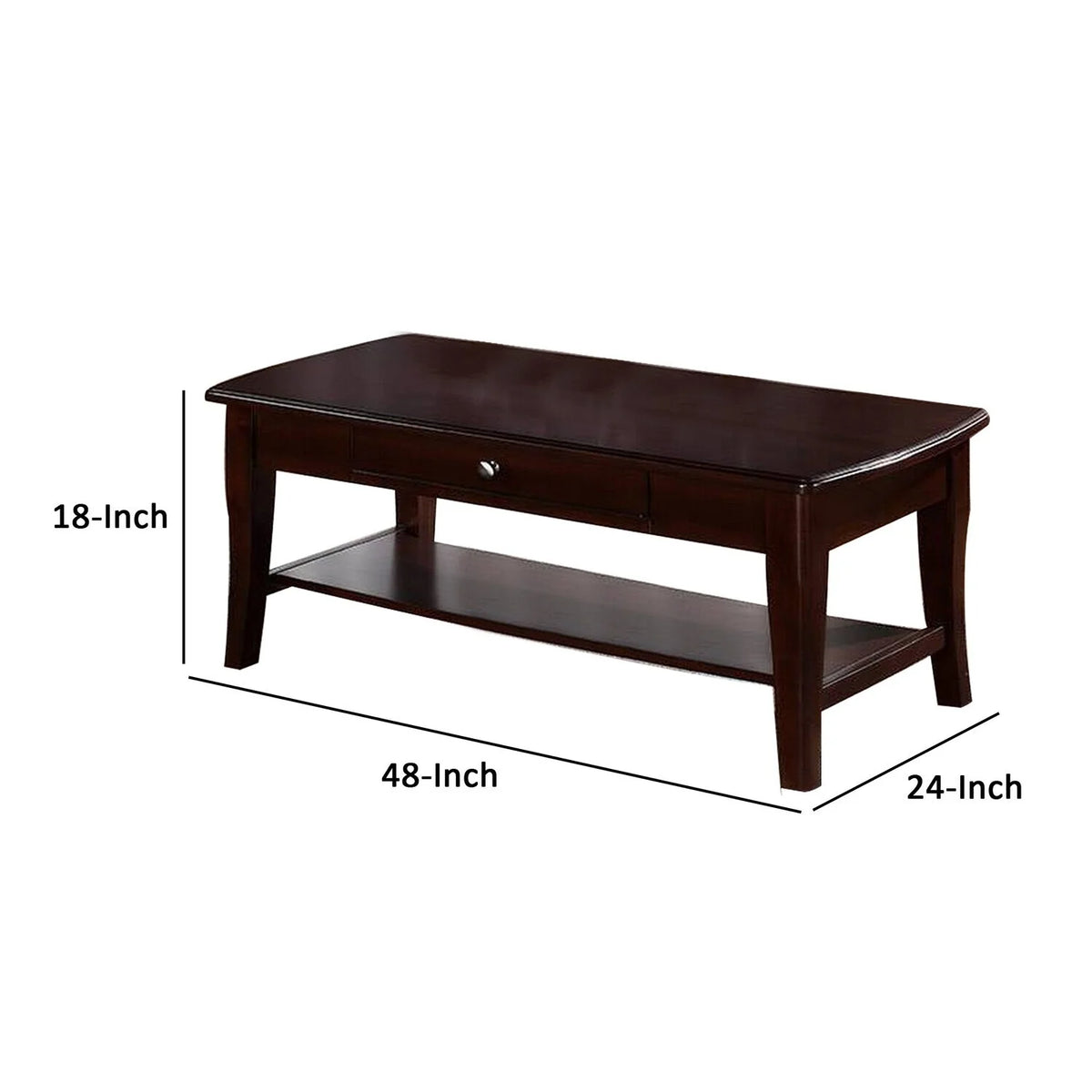48 Inch Wood Coffee Table with 1 Drawer J589244