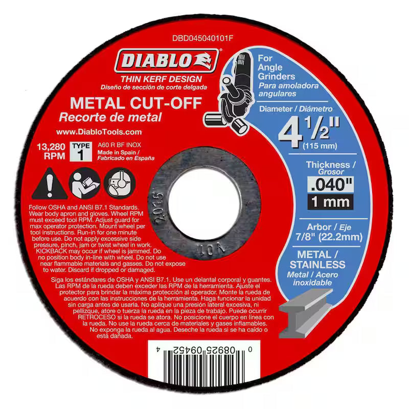 4-1/2 in. Thin Kerf Metal Cut-Off Disc 15-Pack S7258