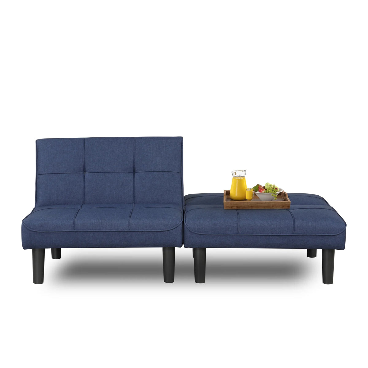 Dark Blue Fabric Convertible Futon Sofa Bed E6135