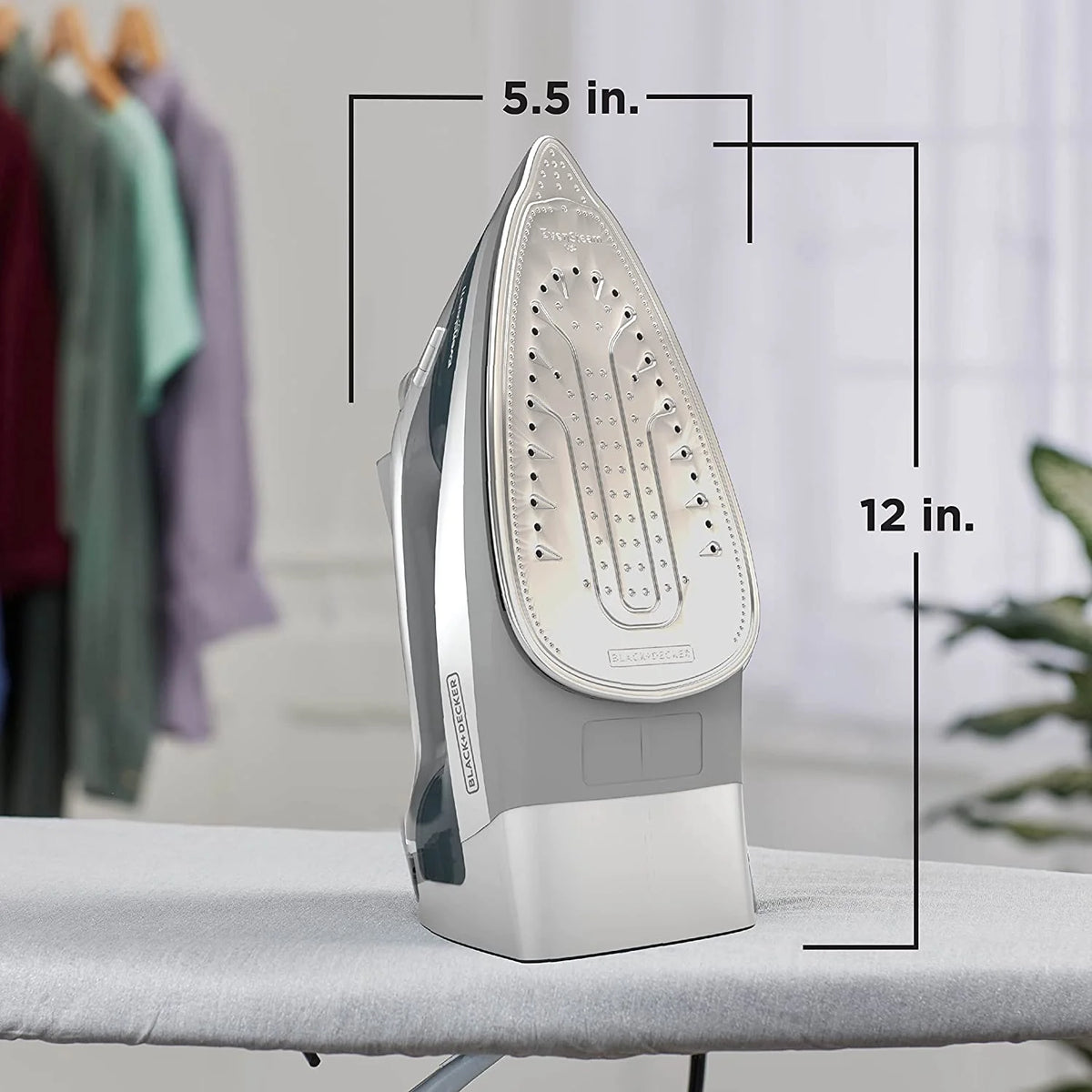 Grey Steam Iron with Stainless Steel Soleplates E385116