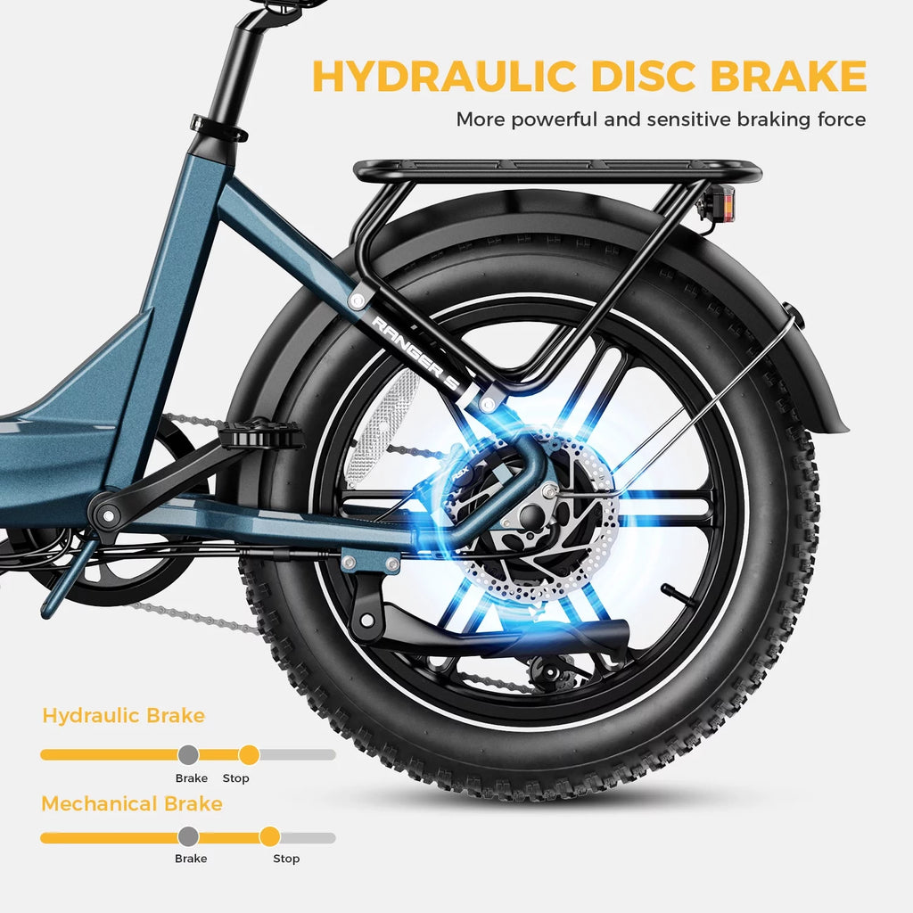 Folding Electric Bike with 48V 14.4AH Removable Battery, 20 x 4.0 Fat Tire Step-thru R62544