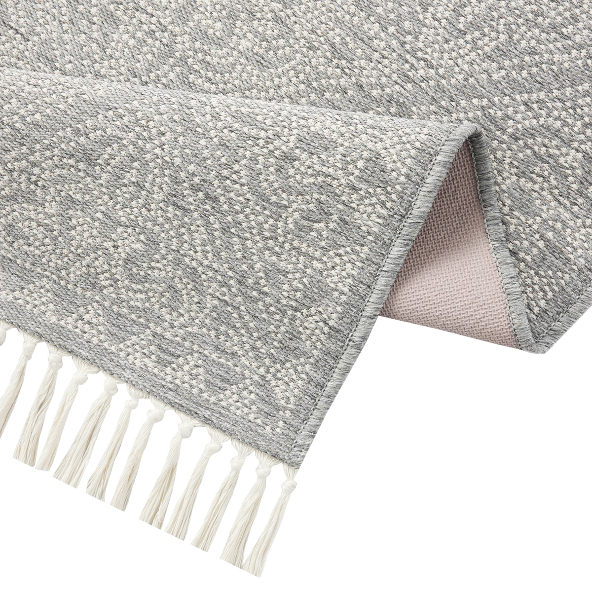Grey Medallion Non-Skid 27" x 45" Accent Rug with Fringe H446