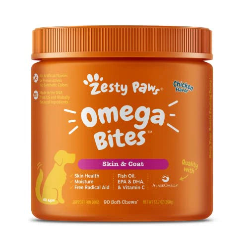 Omega 3 Fish Oil Chew Treats for Dogs Chicken Flavor 90 Soft Chews Z957