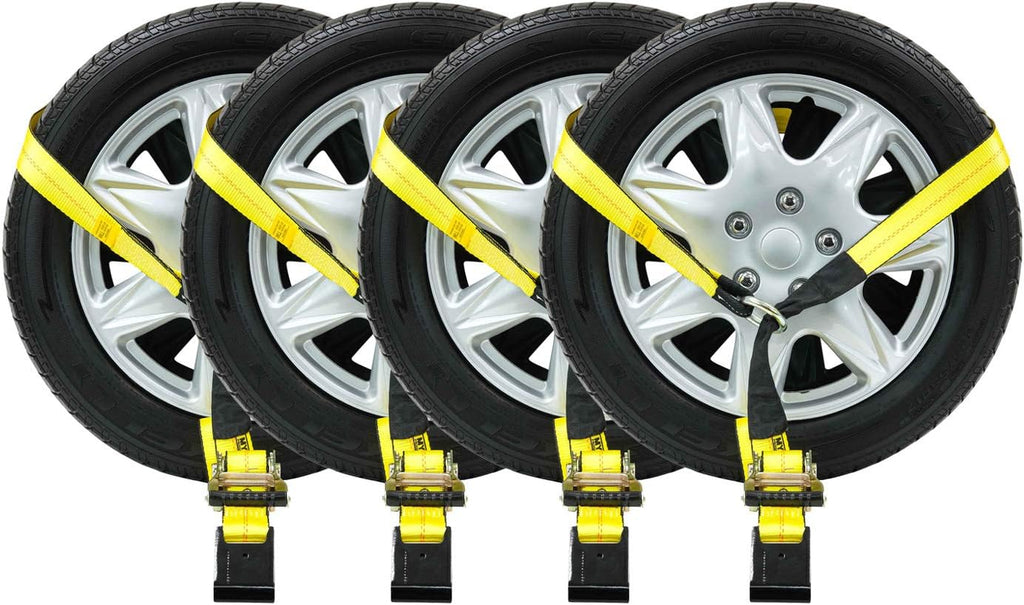 4 Pack 2 x 10' Car Tie Down Ratchet Strap with Flat Hook Y6029