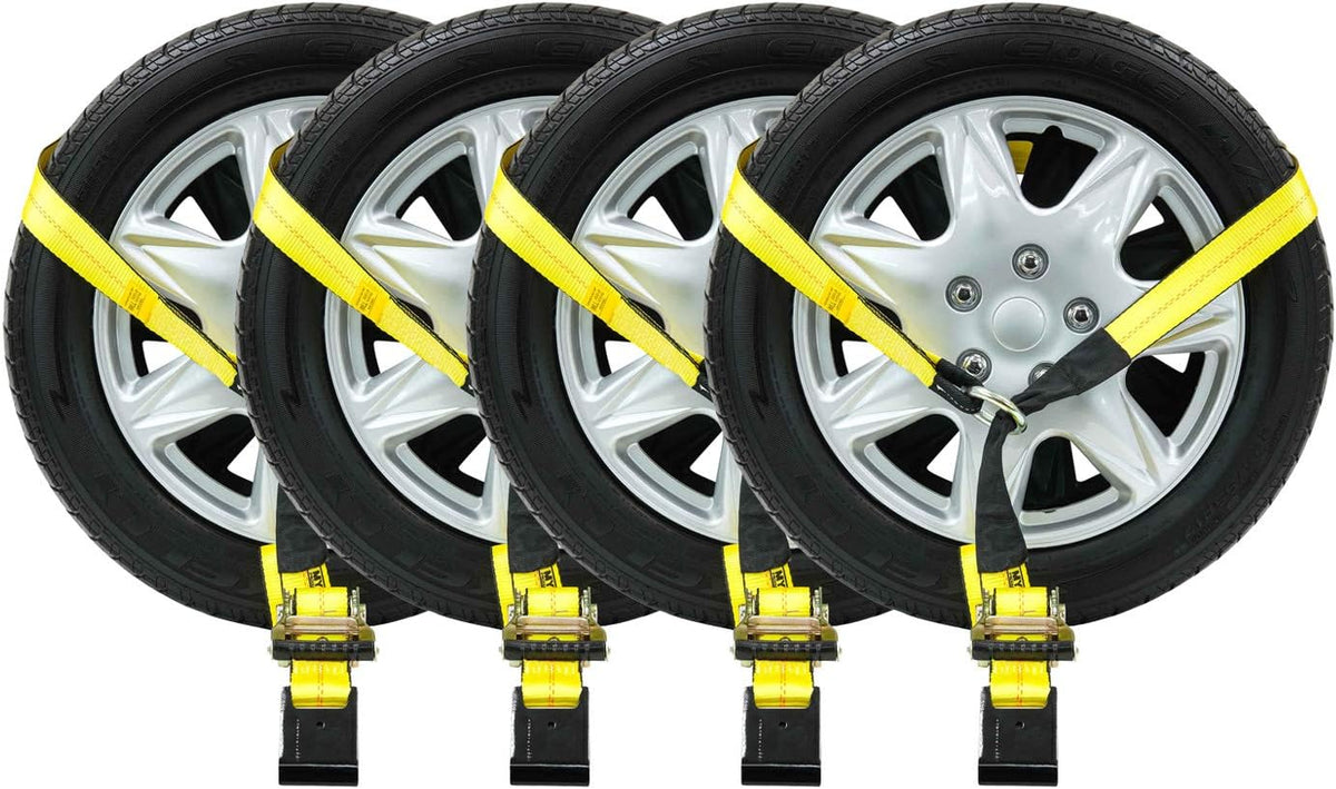 4 Pack 2 x 10' Car Tie Down Ratchet Strap with Flat Hook Y6029