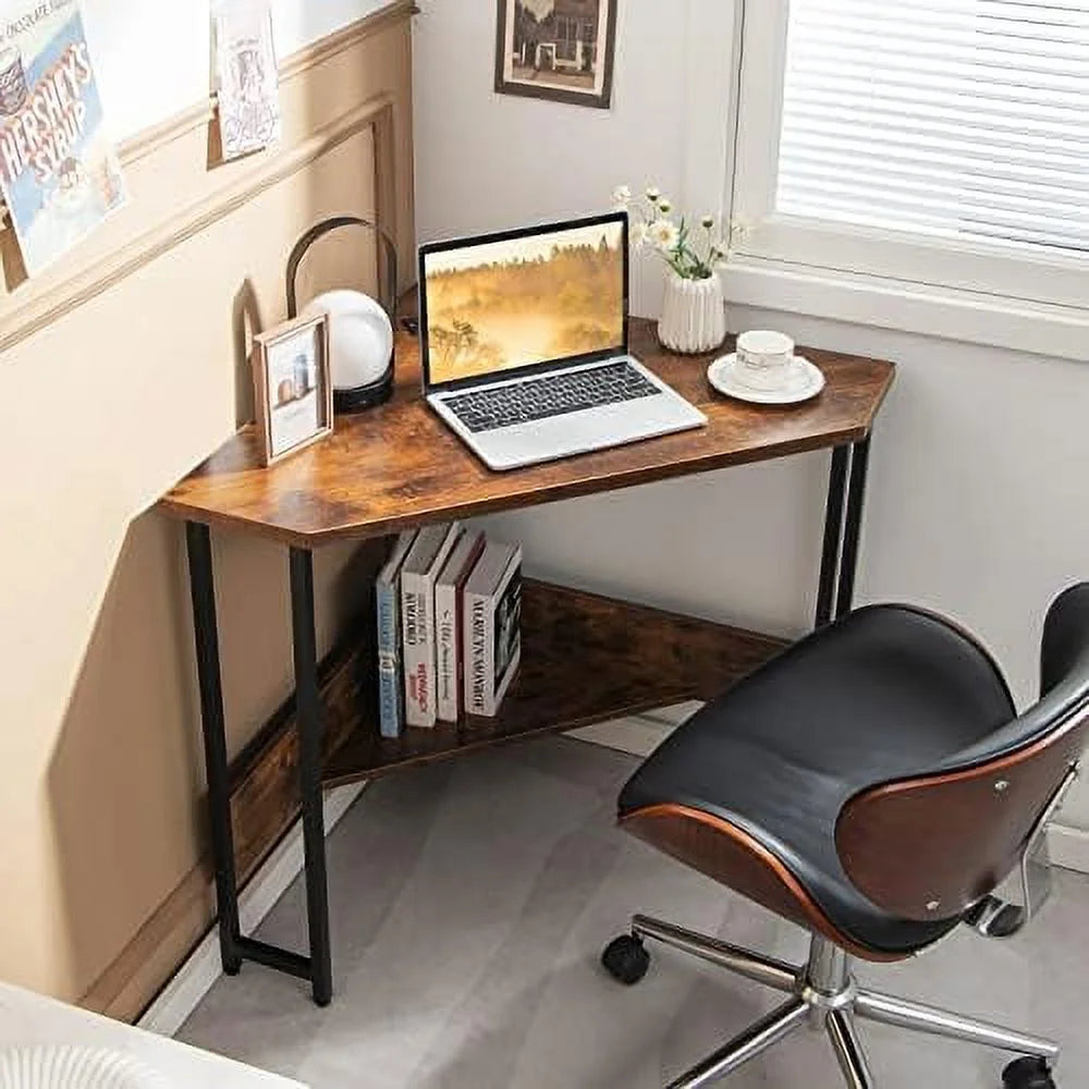 Corner Desk with Power Outlet Triangle Computer Desk U812312