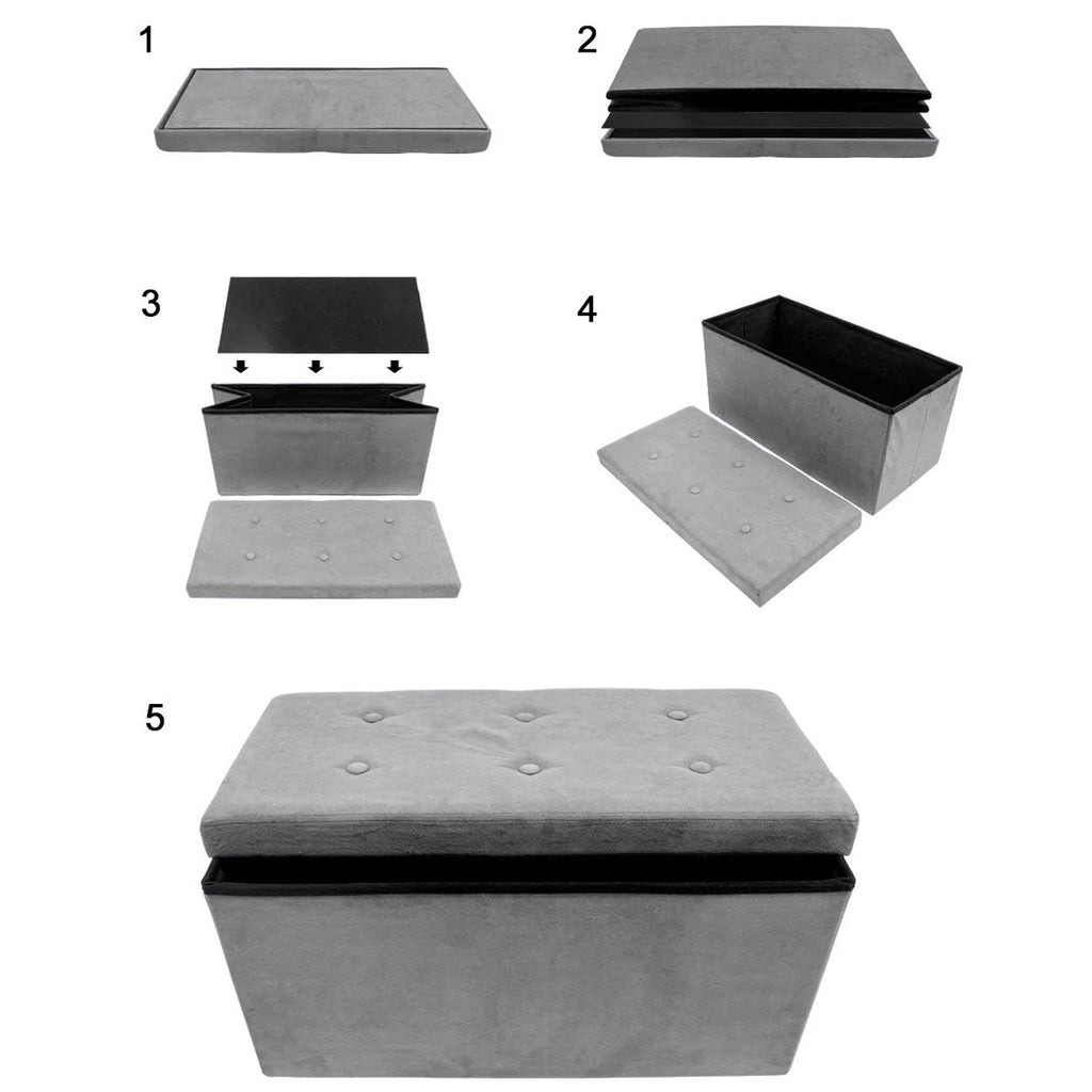 Collapsible Folding Storage Bench Ottoman with Cover D14732