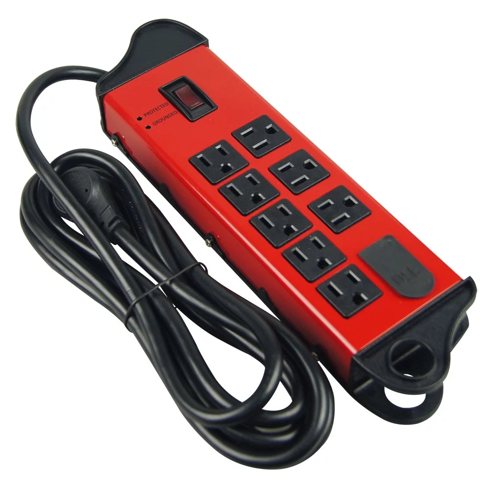 8-Outlet 10ft Metal Surge Protector with 2 Usb J576