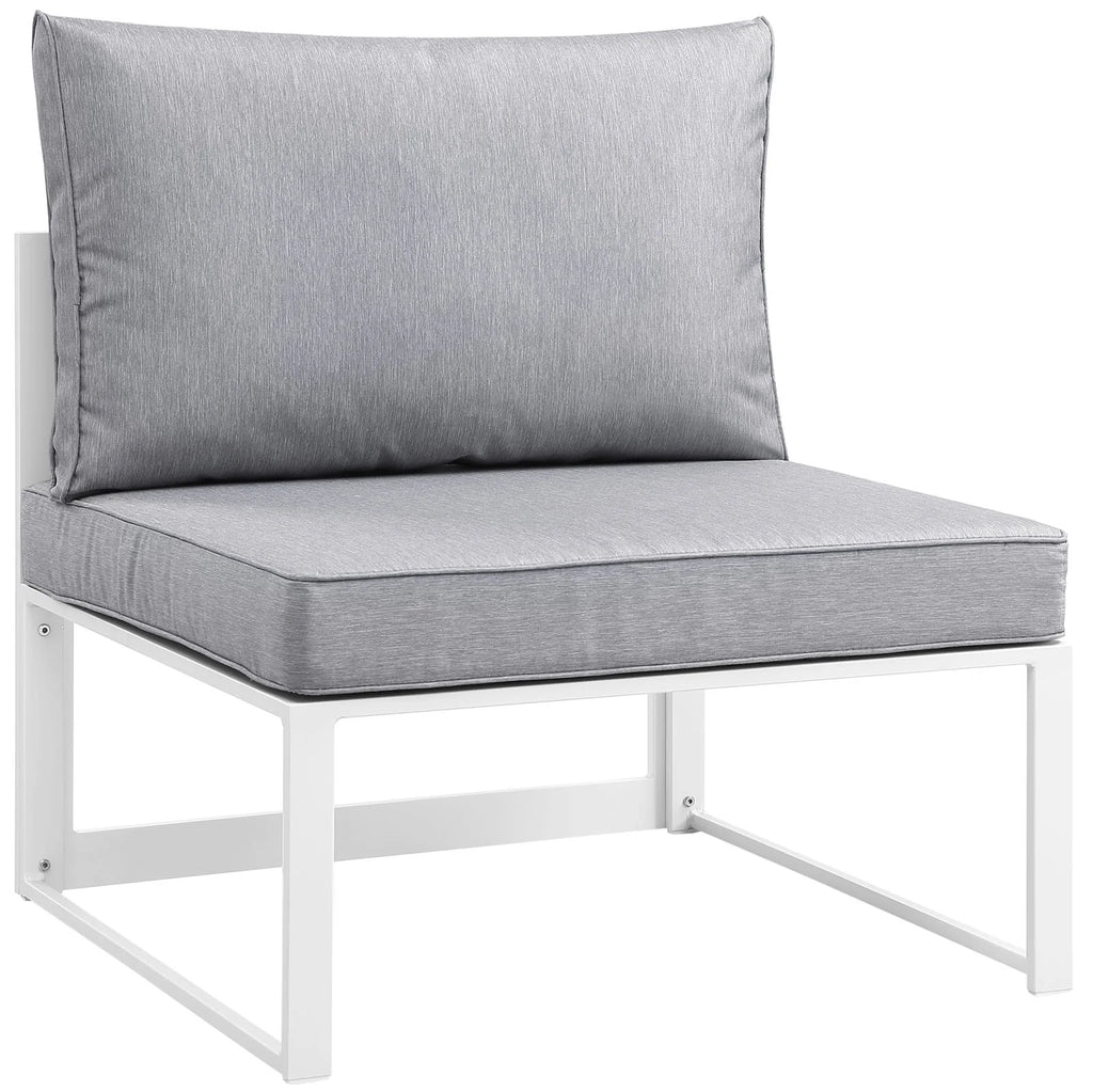 White Grey Fabric Outdoor Patio Sectional Sofa Set Z131692