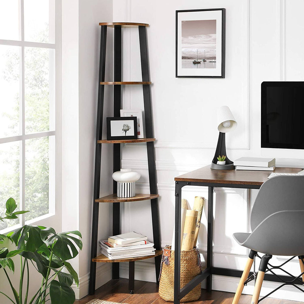 5-Tier Corner Bookcase with Metal Frame W403630