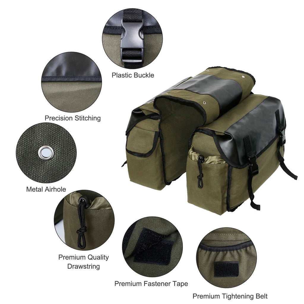 Large Capacity Canvas Waterproof Motorcycle Saddle Bag C377