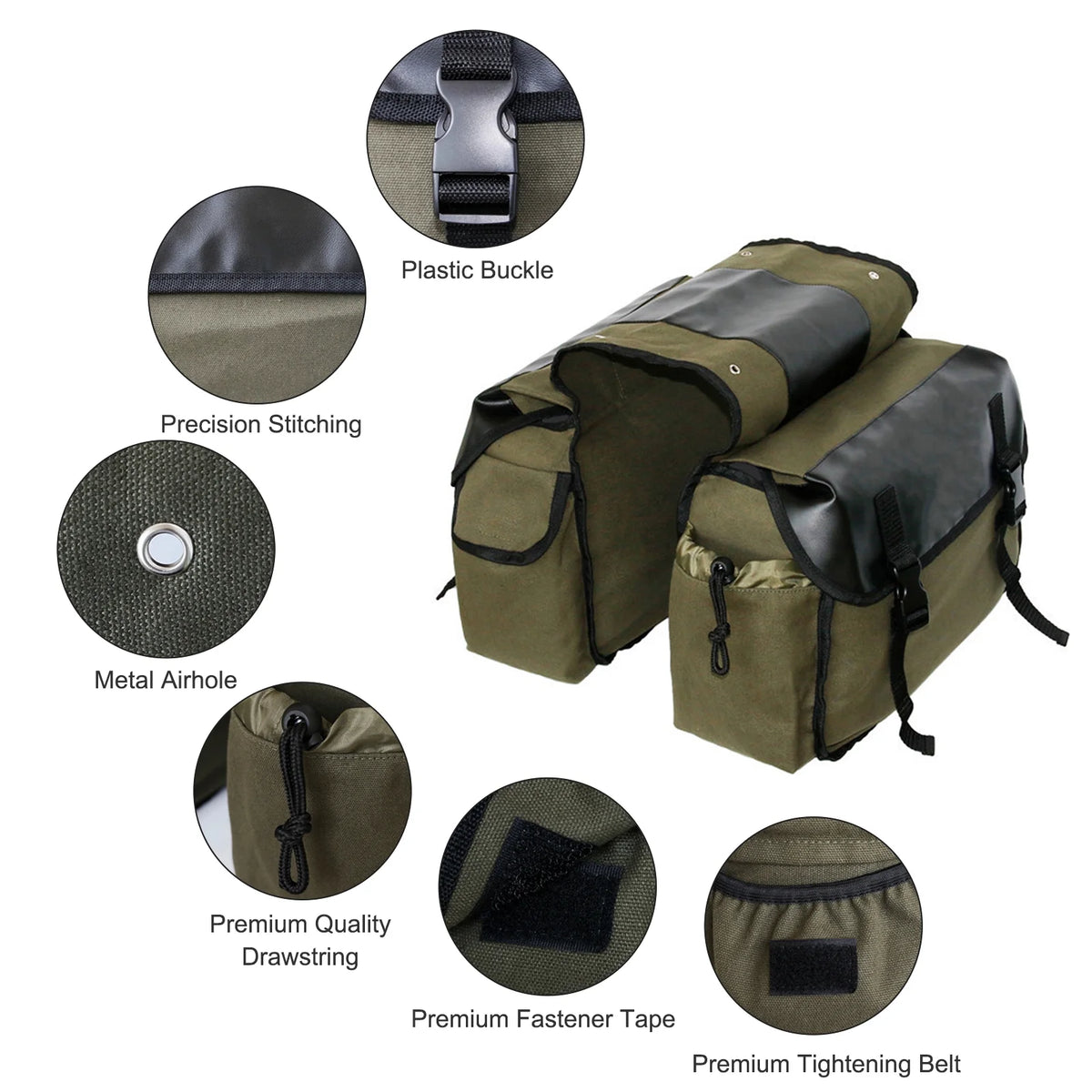 Large Capacity Canvas Waterproof Motorcycle Saddle Bag C377