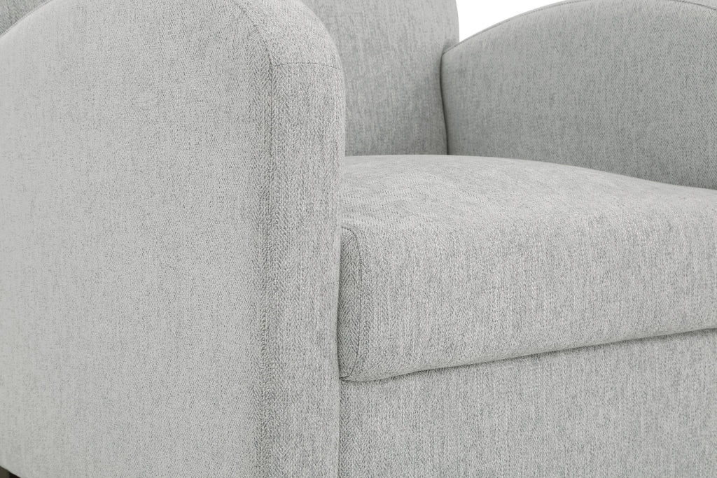 Chair & Ottoman Herringbone Smoke Gray Fabric with Medium Espresso Legs V4599