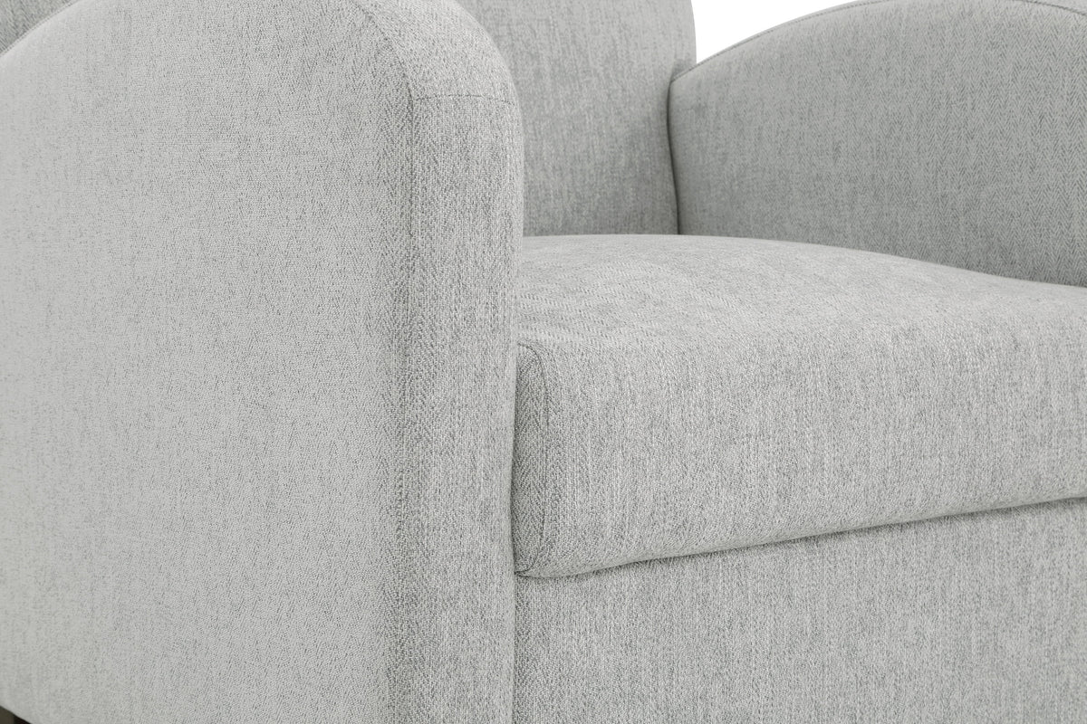 Chair & Ottoman Herringbone Smoke Gray Fabric with Medium Espresso Legs V4599