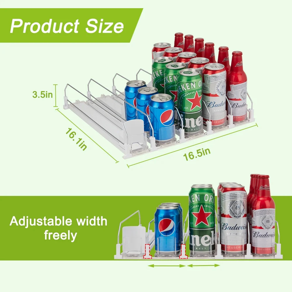 5 Rows Drink Organizer for Fridge, 16.14in Depth, White C37934