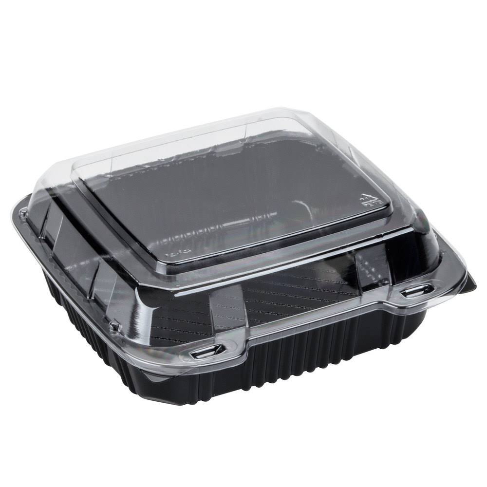 8 x 8 in. Clamshell Take-Out Container Lid Black & Clear Case of 200 C285544