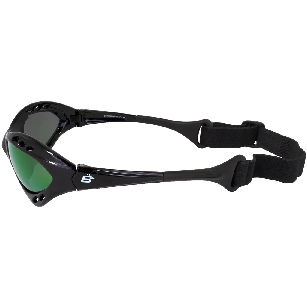 3 Pairs Padded Polarized Sunglasses with Strap Black Frame Blue Purple Green Mirror Lenses R939