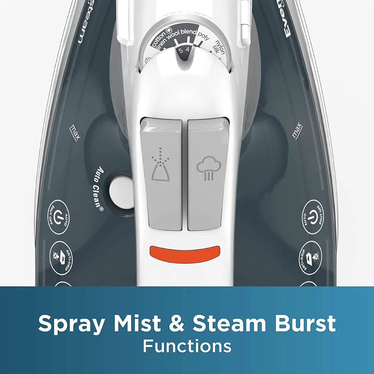 Grey Steam Iron with Stainless Steel Soleplates E385116