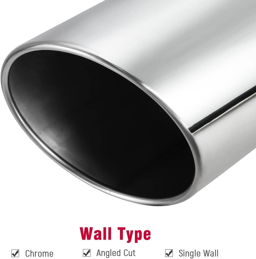 4 inch Inlet 8 inch Outlet Stainless Steel Exhaust Tip 15" Long Pack of 2 V636868