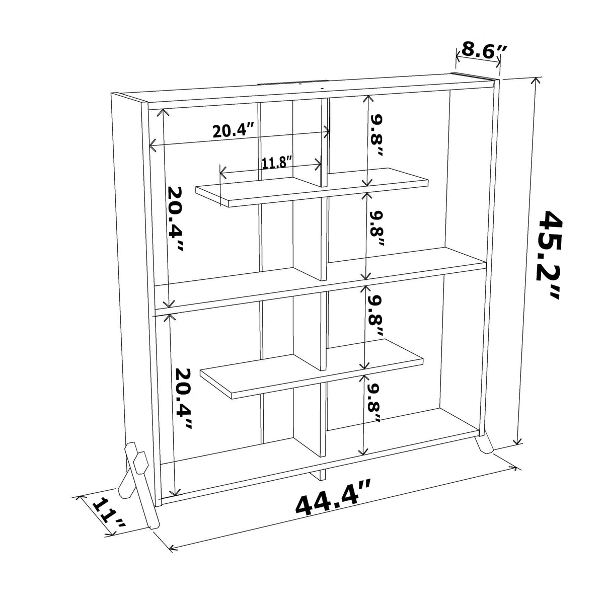 4 Tier White Wood Bookshelf I83584
