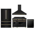 48 Dual Fuel Range, Range Hood, Refrigerator, Dishwasher in Black Stainless Y2123