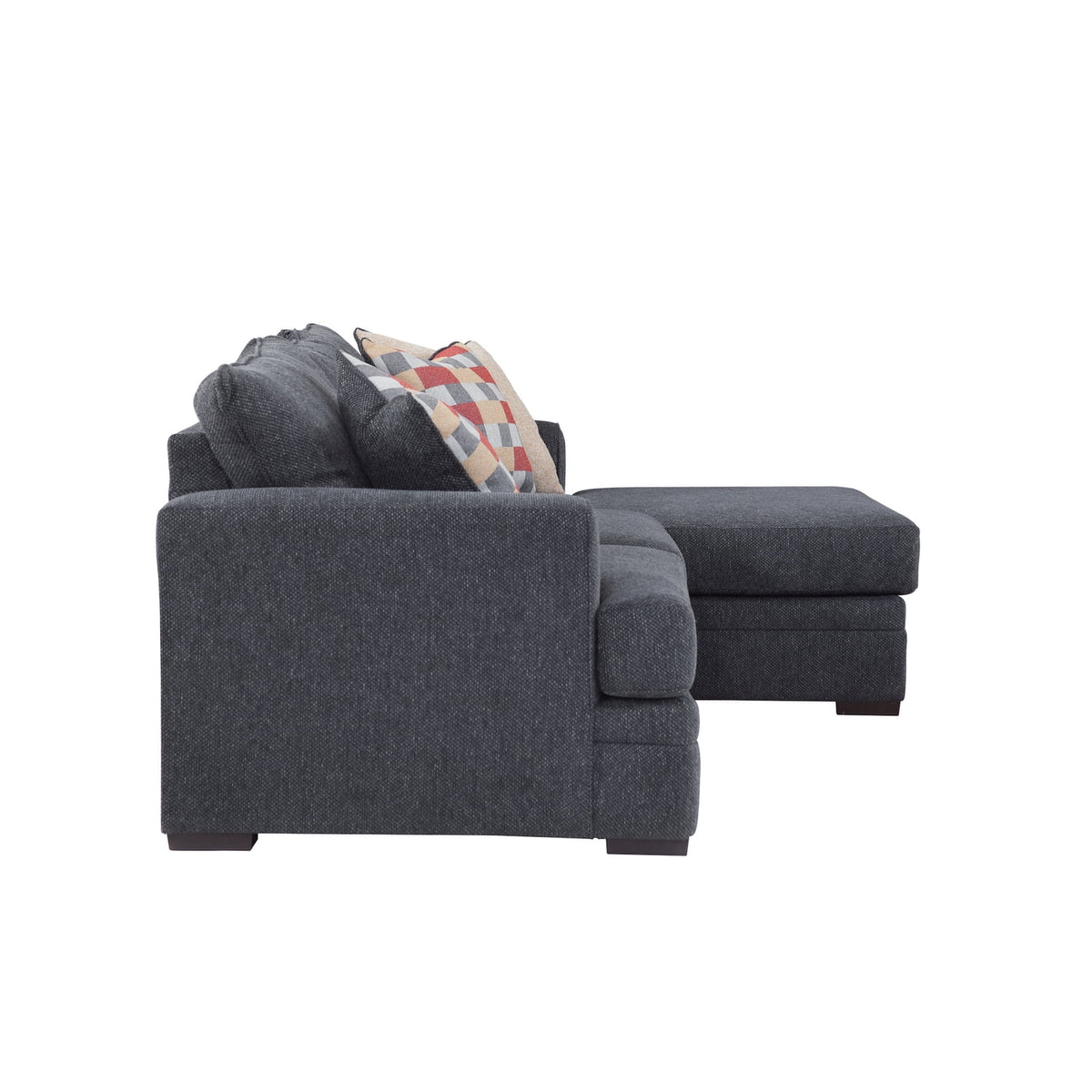 Charcoal Two Piece Sectional Sofa with Three Throw Pillows E98417