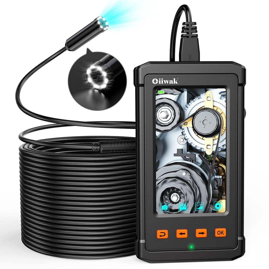 Dual Lens Endoscope Camera 1080P 5.18 IPS Screen 5mm IP67 Waterproof Snake Camera with 7 LED Lights 32GB Card 16.5FT T873847