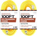 75 Foot Lighted Outdoor Extension Cord - 12/3 SJTW Heavy Duty Yellow Extension Cable with 3 Prong Grounded Plug, 15 AMP L430611