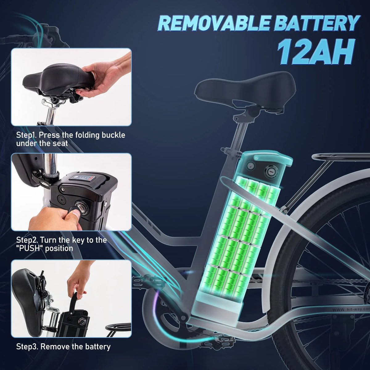 Electric Bike 500W Motor 36V 12AH Removable Battery U371719