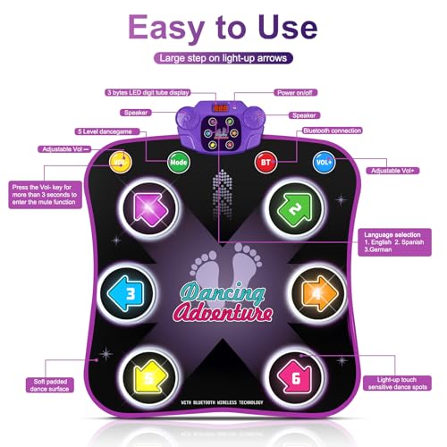 Electronic Dance Mat with Light-up 6-Button Wireless Bluetooth S453732