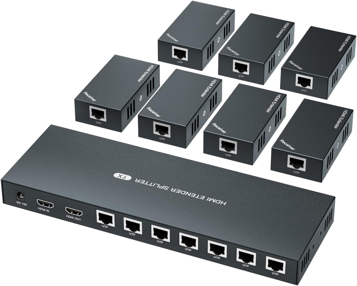 HDMI Splitter Extender 1x4 1080P Over Cat5e/6 Loopout 1 in 4 Out H4839