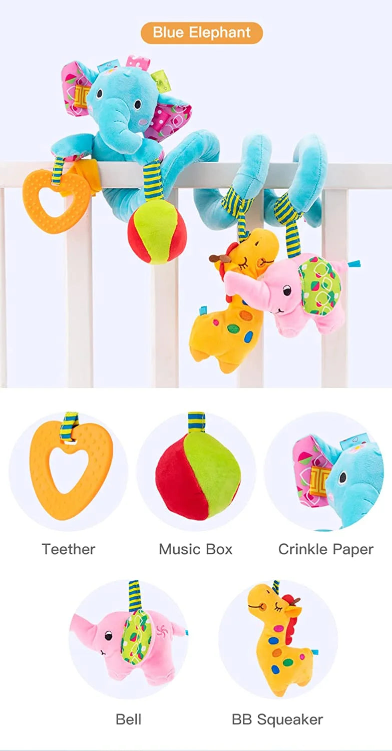Blue Elephant Hanging Plush Rattle Crib Toy Q13804