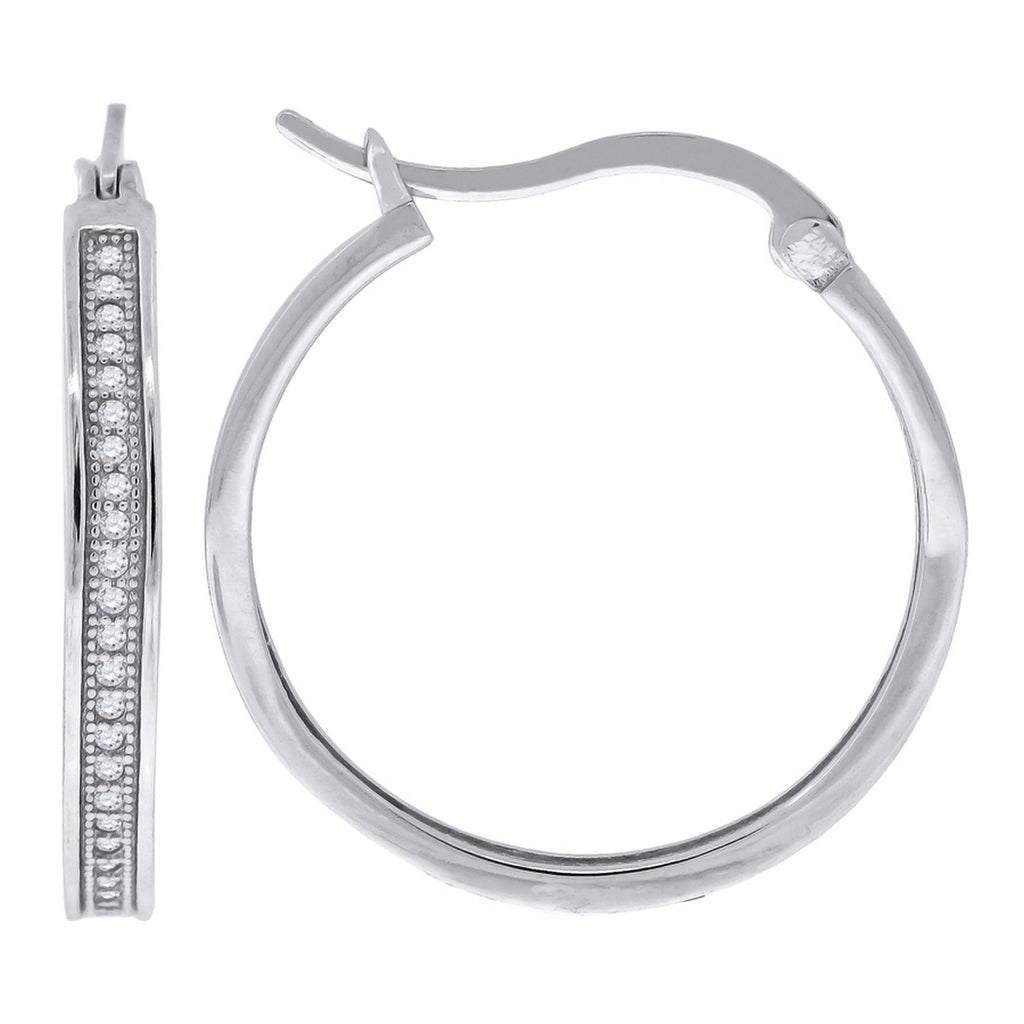 Sterling Silver Cubic Zirconia Huggie Hoop Earrings P652490