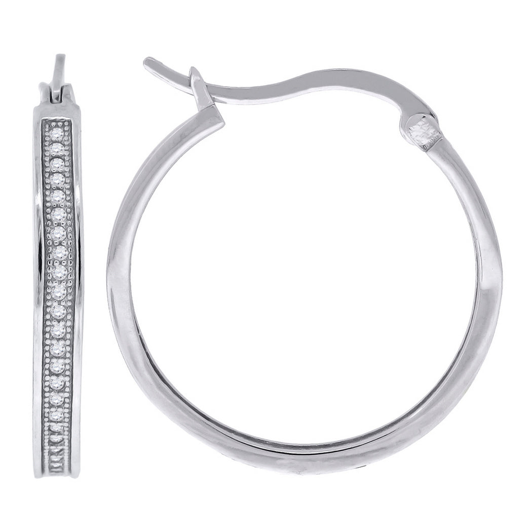 Sterling Silver Cubic Zirconia Huggie Hoop Earrings P652490