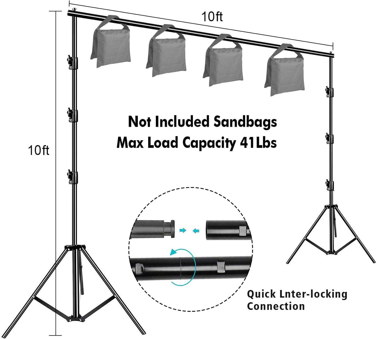 10 x 12ft 100% Cotton Muslin Green Screen Backdrop with Stand Kit N590886