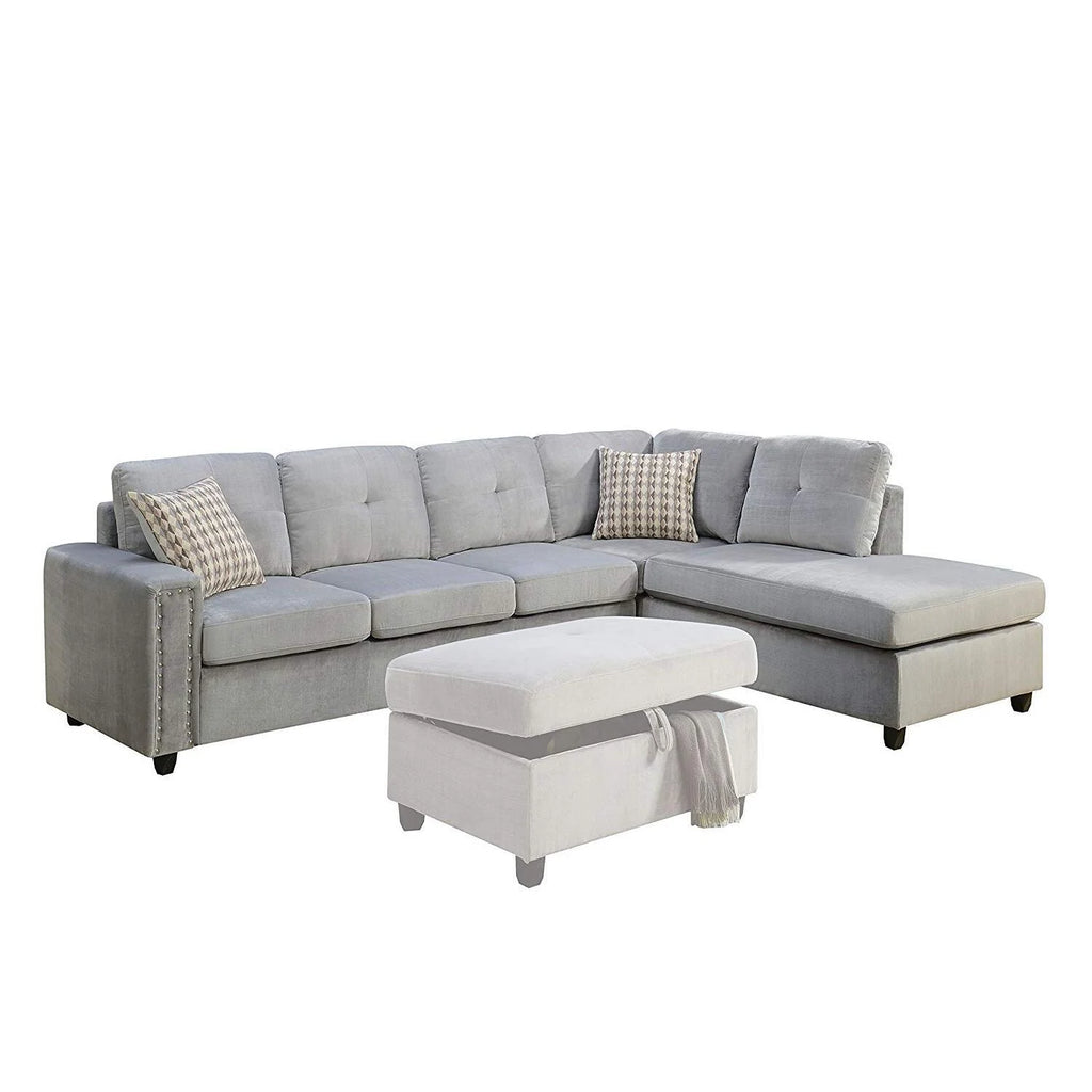 Gray Velvet Sectional Sofa O826