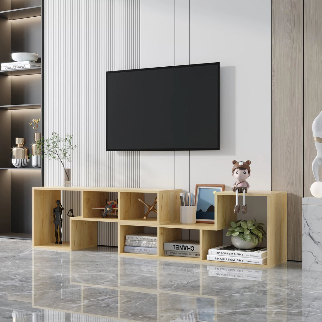 Oak L Shape TV Stand Storage Cabinet H881980