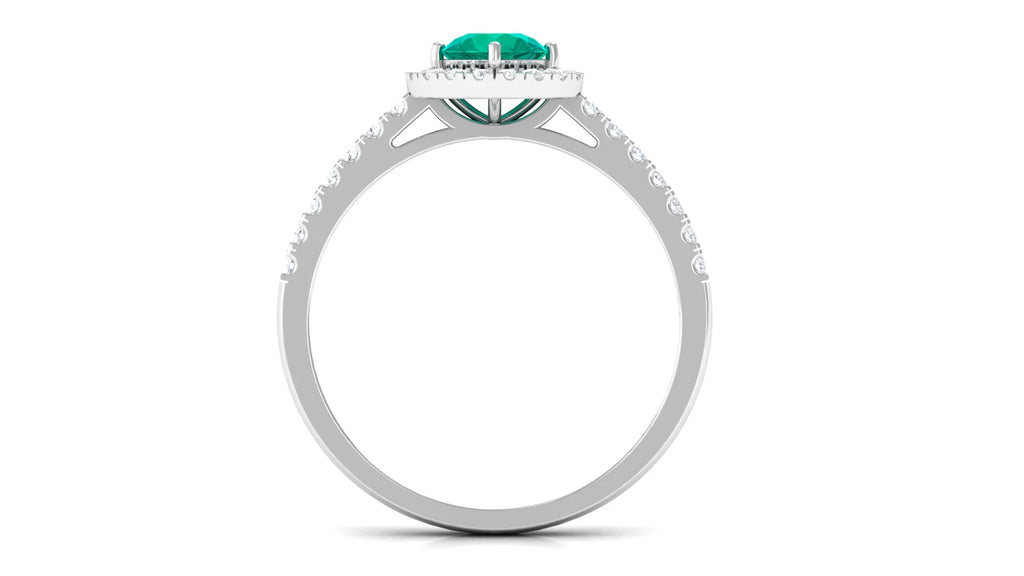 Emerald and Diamond Ring in Gold, 925 Sterling Silver P310351