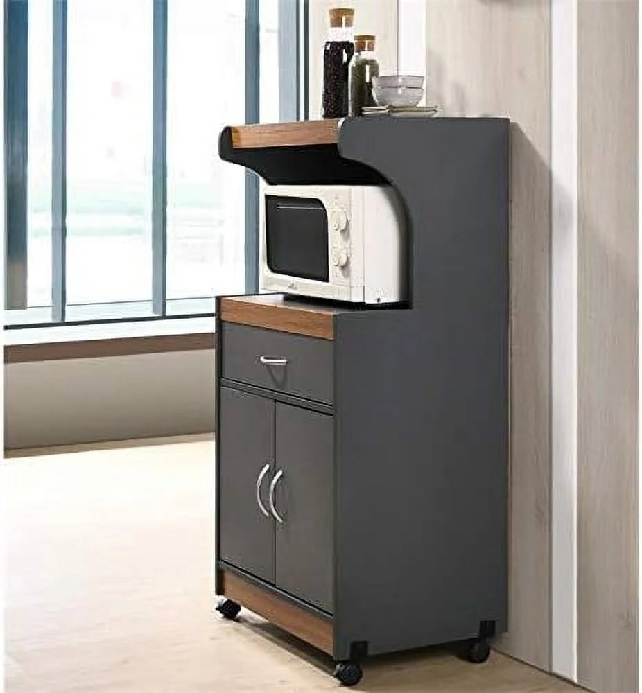 Gray Oak Microwave Kitchen Cart H6299