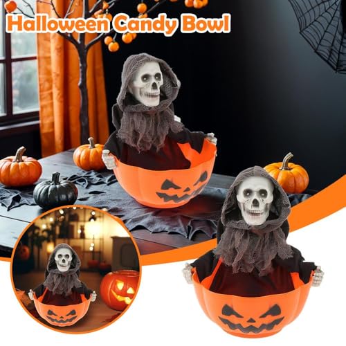 Animated Skeleton Candy Bowl with Light up Eyes and Sound F459147