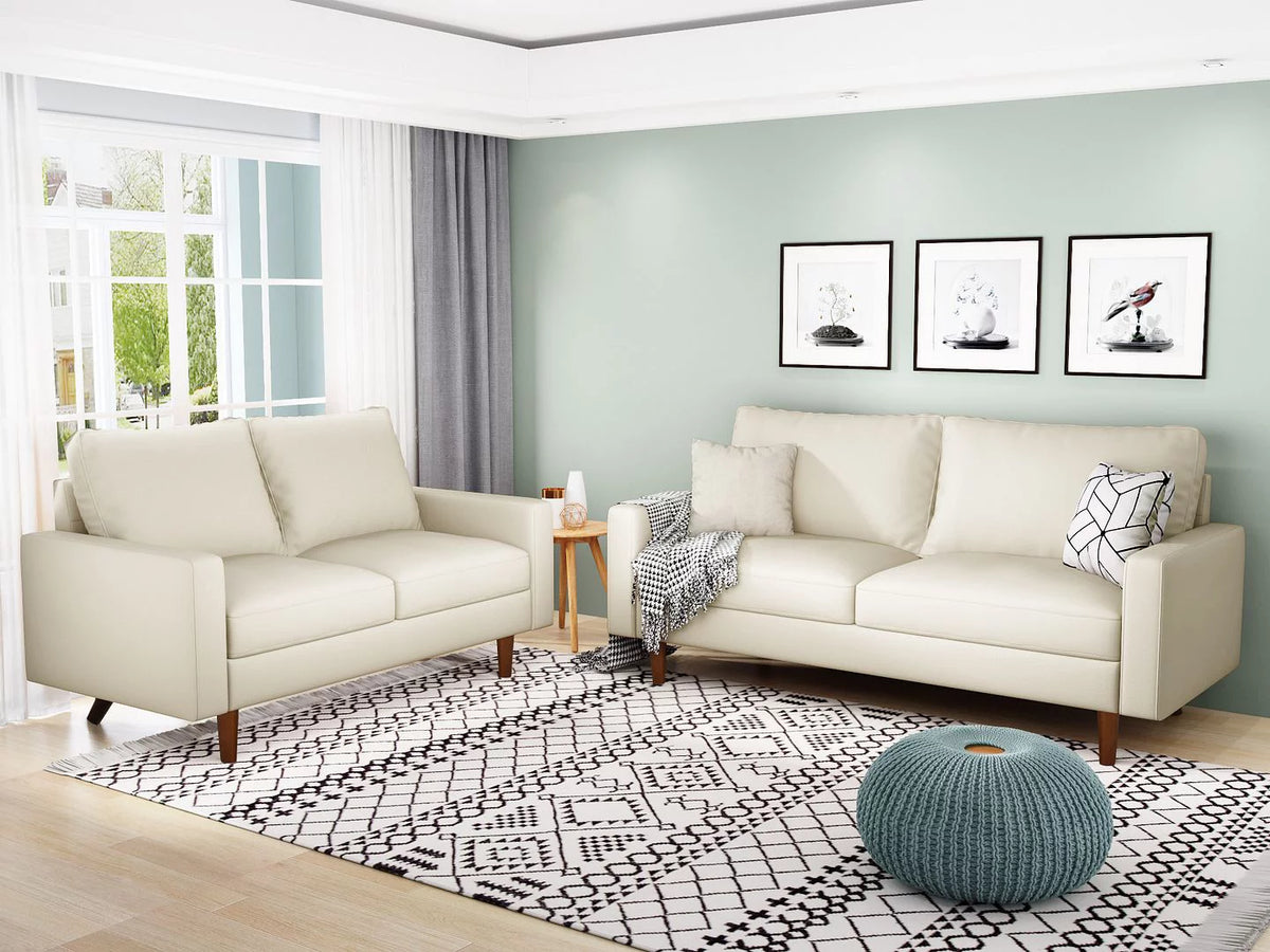 Soft White Faux Leather Futon Sofa S970665