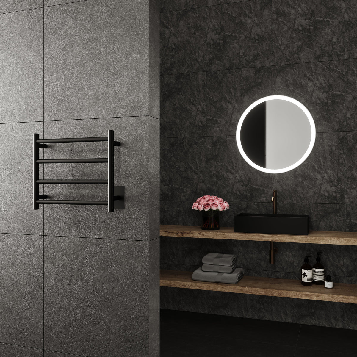 Wall Mounted Electric Towel Warmer in Black B2258