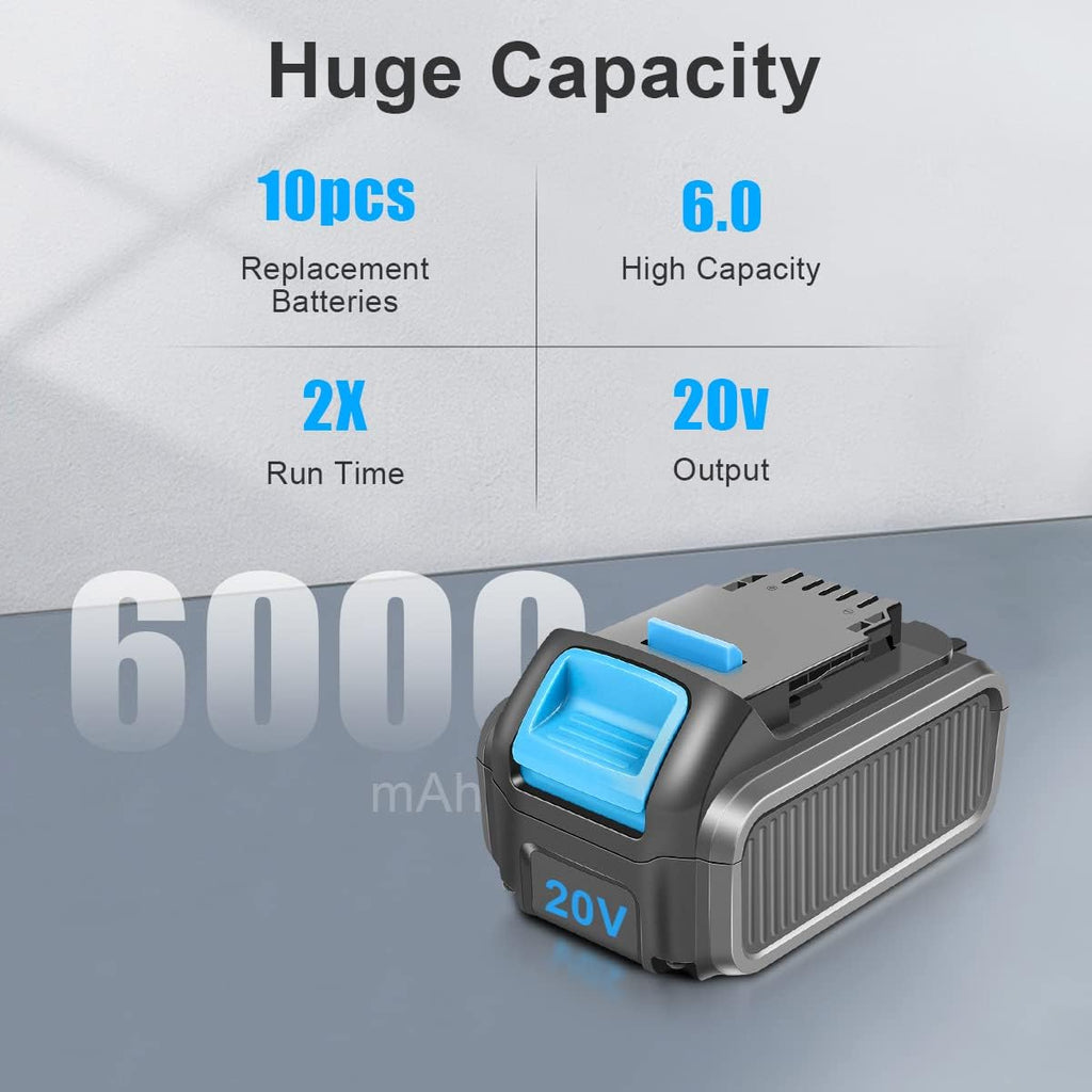 10 Packs 20V 6.0Ah Battery with LED Indicator H667243