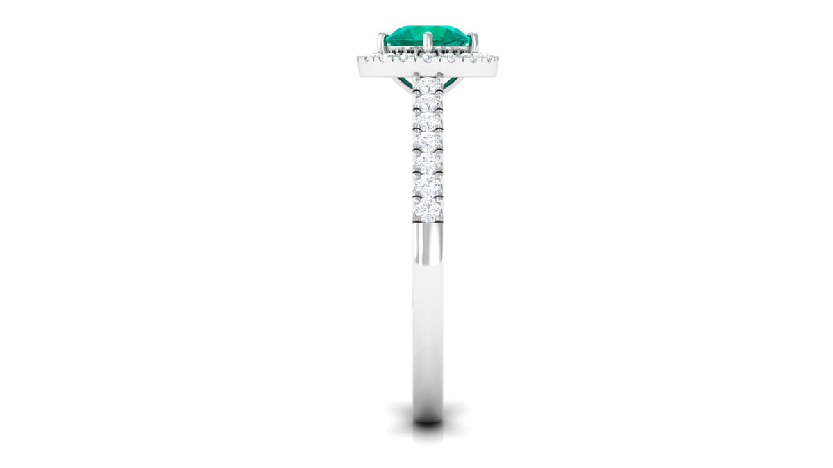Emerald and Diamond Ring in Gold, 925 Sterling Silver P310351