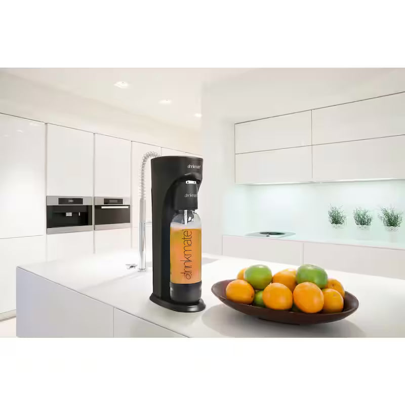 Matt Black Sparkling Water & Soda Maker Machine with 3 CO2 Cartridge, 1L & 0.5L Bottles T1288