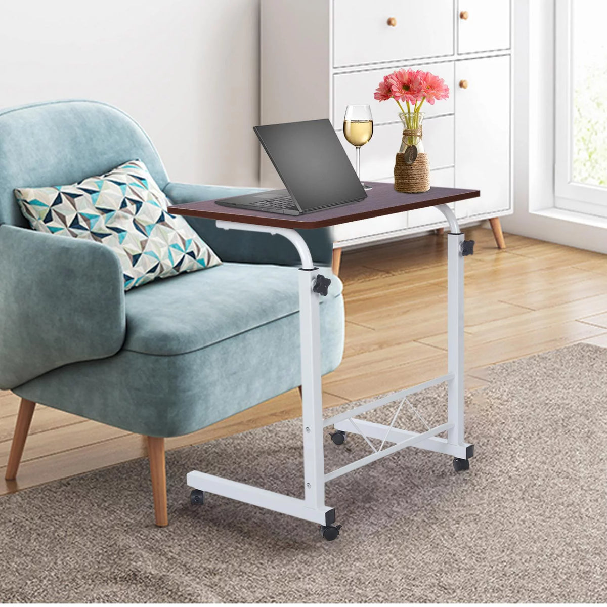 Height Adjustable Mobile Desk with Wheels T303134