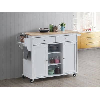 White Solid Wood Kitchen Cart E17639