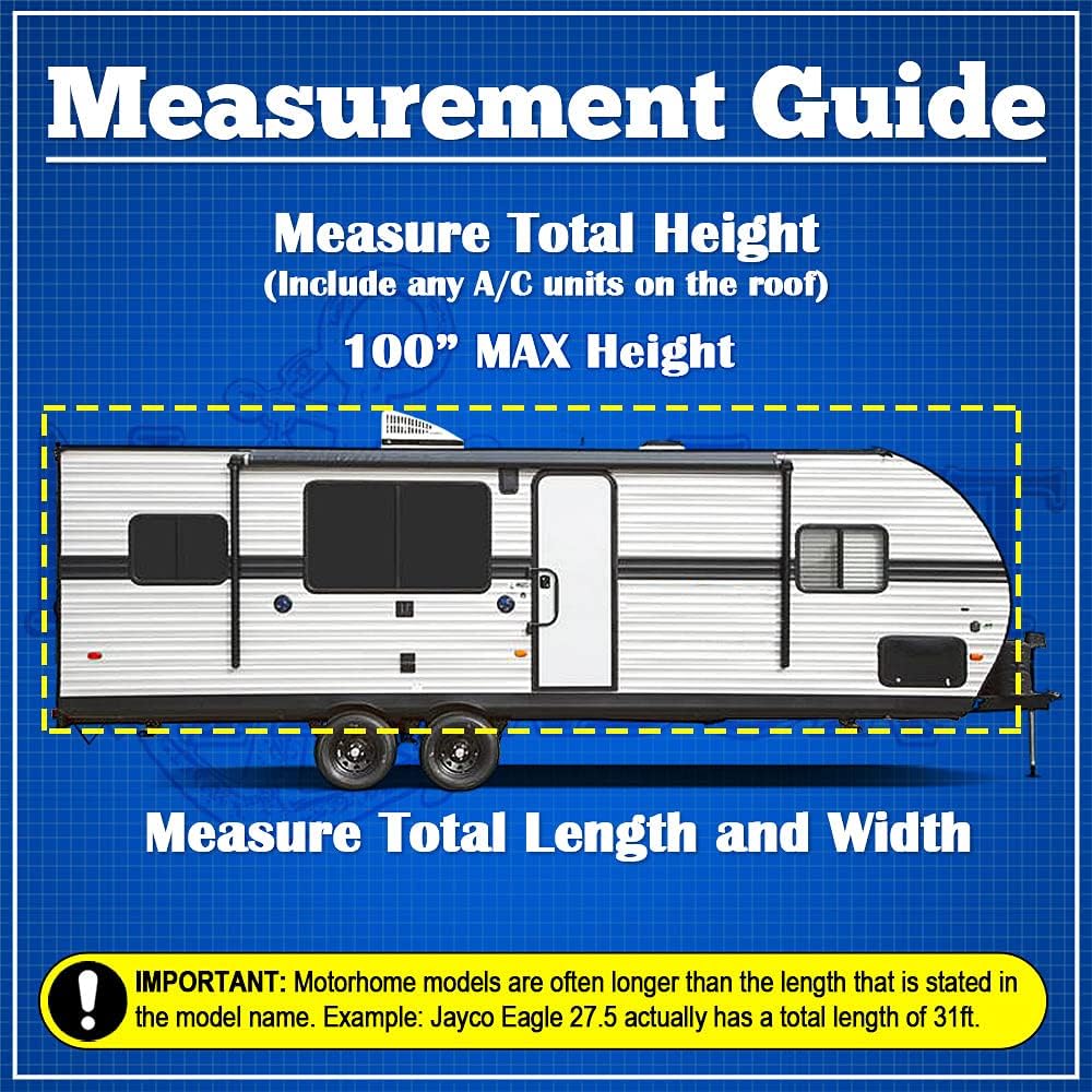 Gray RV Cover Fits Length 30'-33' Travel Trailer Camper D344132