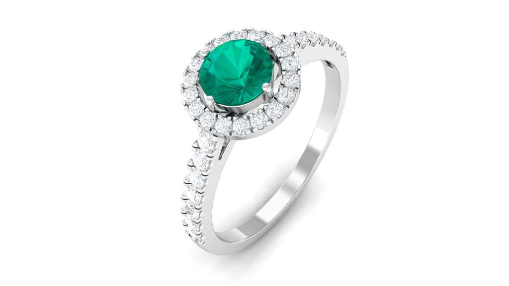 Emerald and Diamond Ring in Gold, 925 Sterling Silver P310351