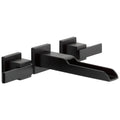 Matte Black Two Handle Wall Mount Bathroom Lavatory Sink Faucet with Channel Spout G43288